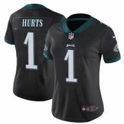 Women%27s Philadelphia Eagles #1 Jalen Hurts Limited Black Vapor Untouchable NFL Jersey